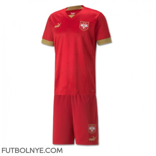 Camiseta Serbia Primera Equipación para niños Mundial 2022 manga corta (+ pantalones cortos)